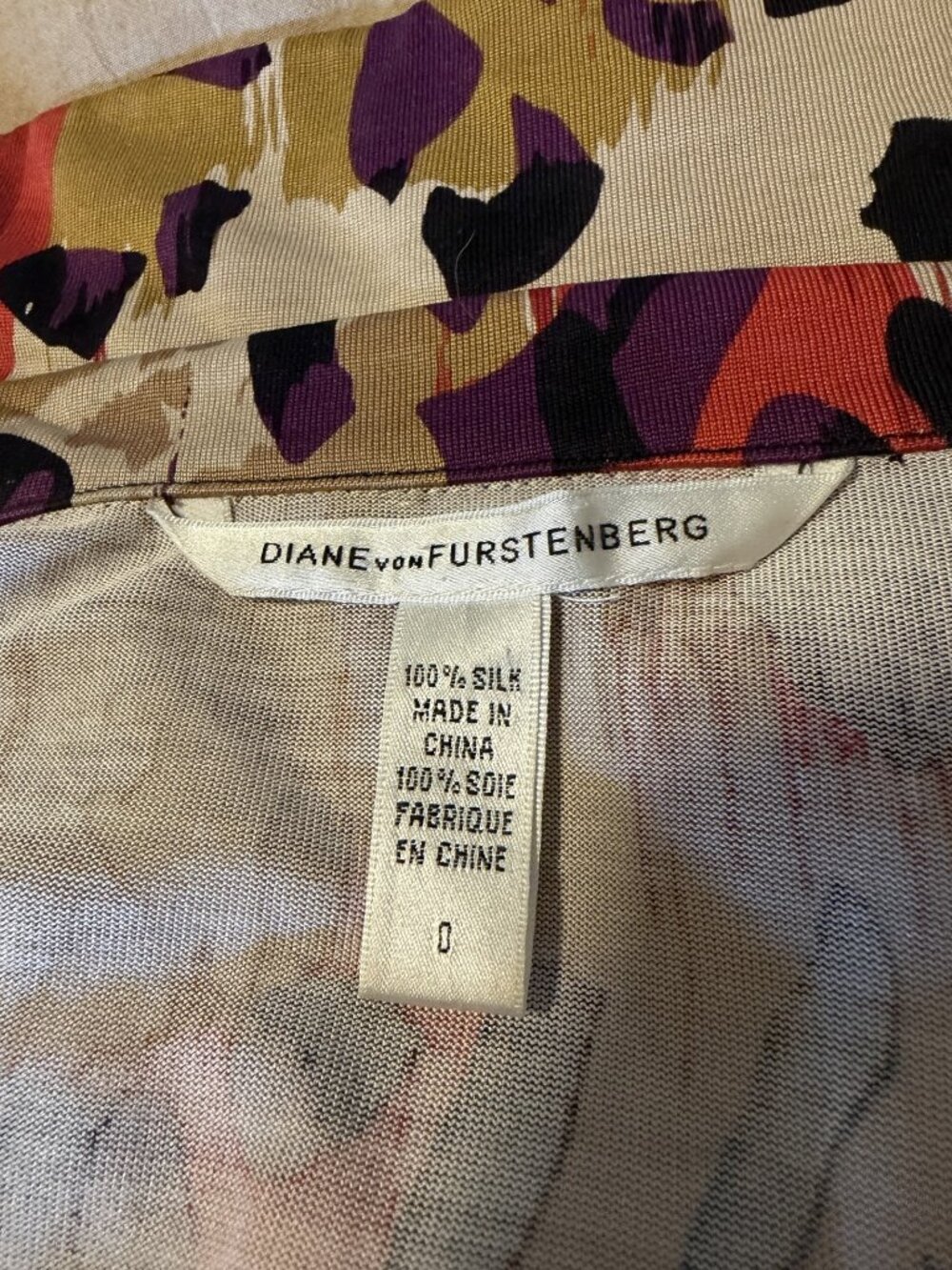 Diane von Furstenberg DVF Wrap Dress Red Purple Animal Print Silk Sz 0 - Picture 3 of 7